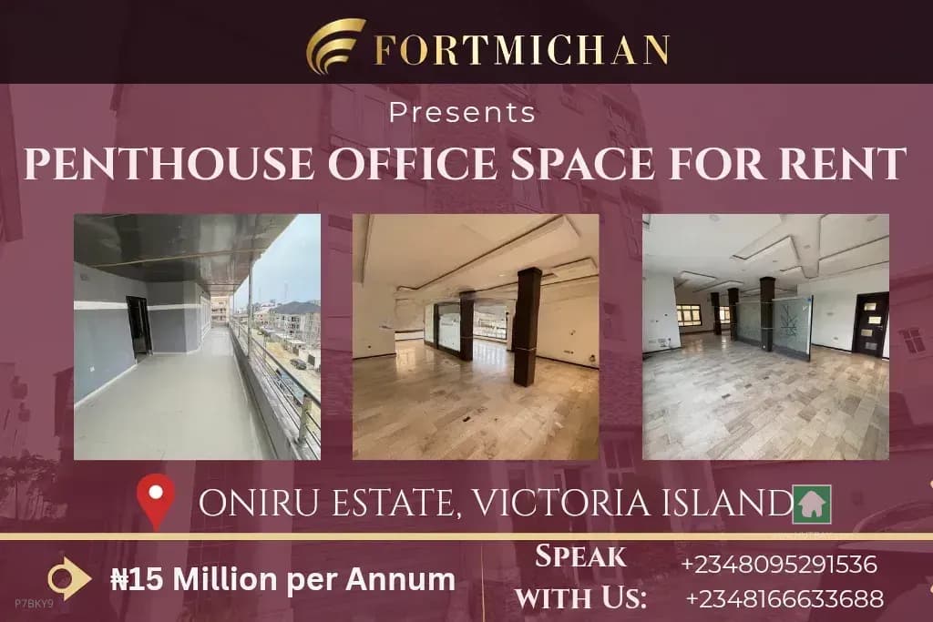 4th Floor Office Space for Rent in Oniru Estate, Victoria Island