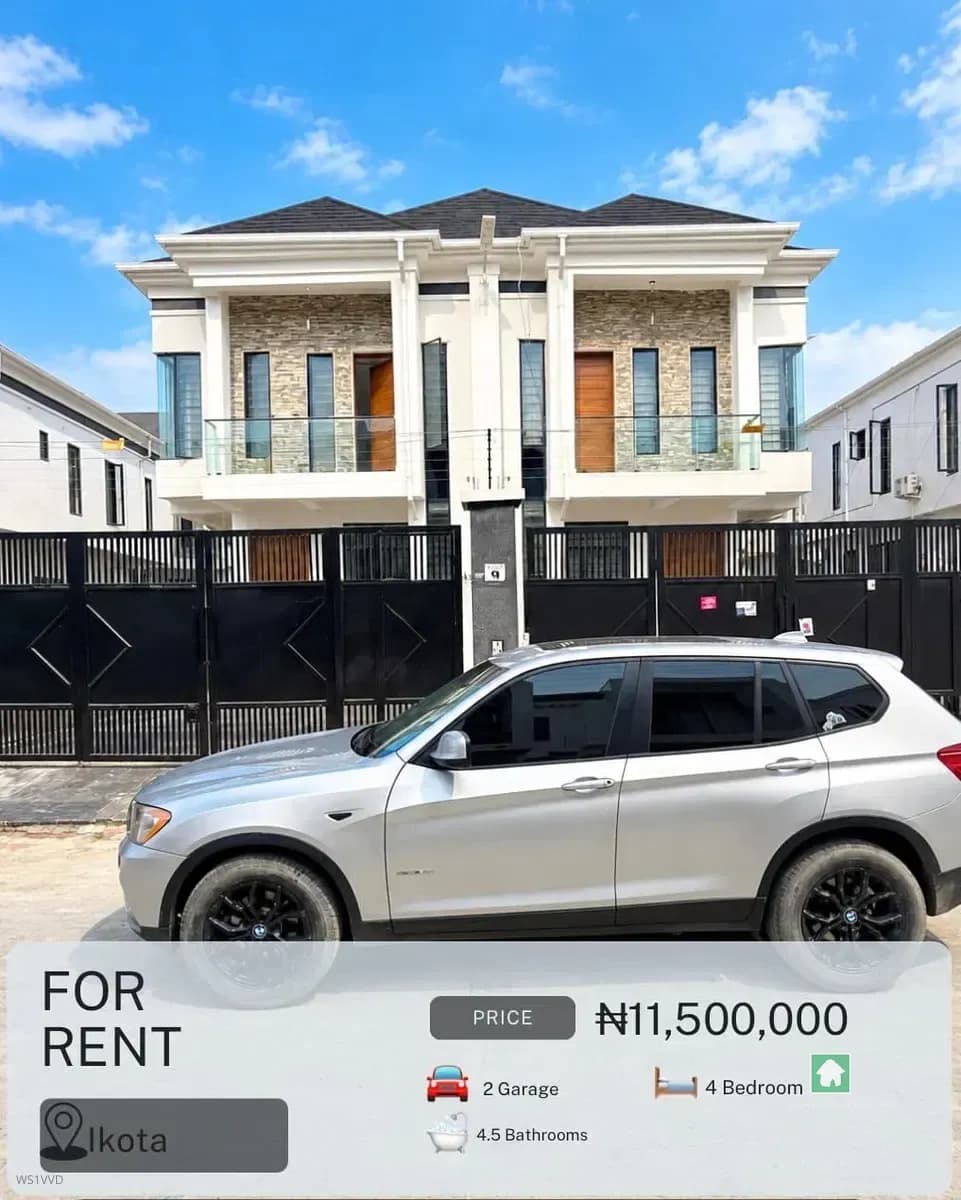 4 Bedroom Semi Detached Duplex for Rent in Ikota, Lekki