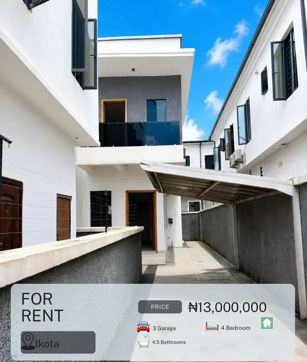 4-Bedroom Semi Detached Duplex for Rent in Victoria Garden City, Lekki