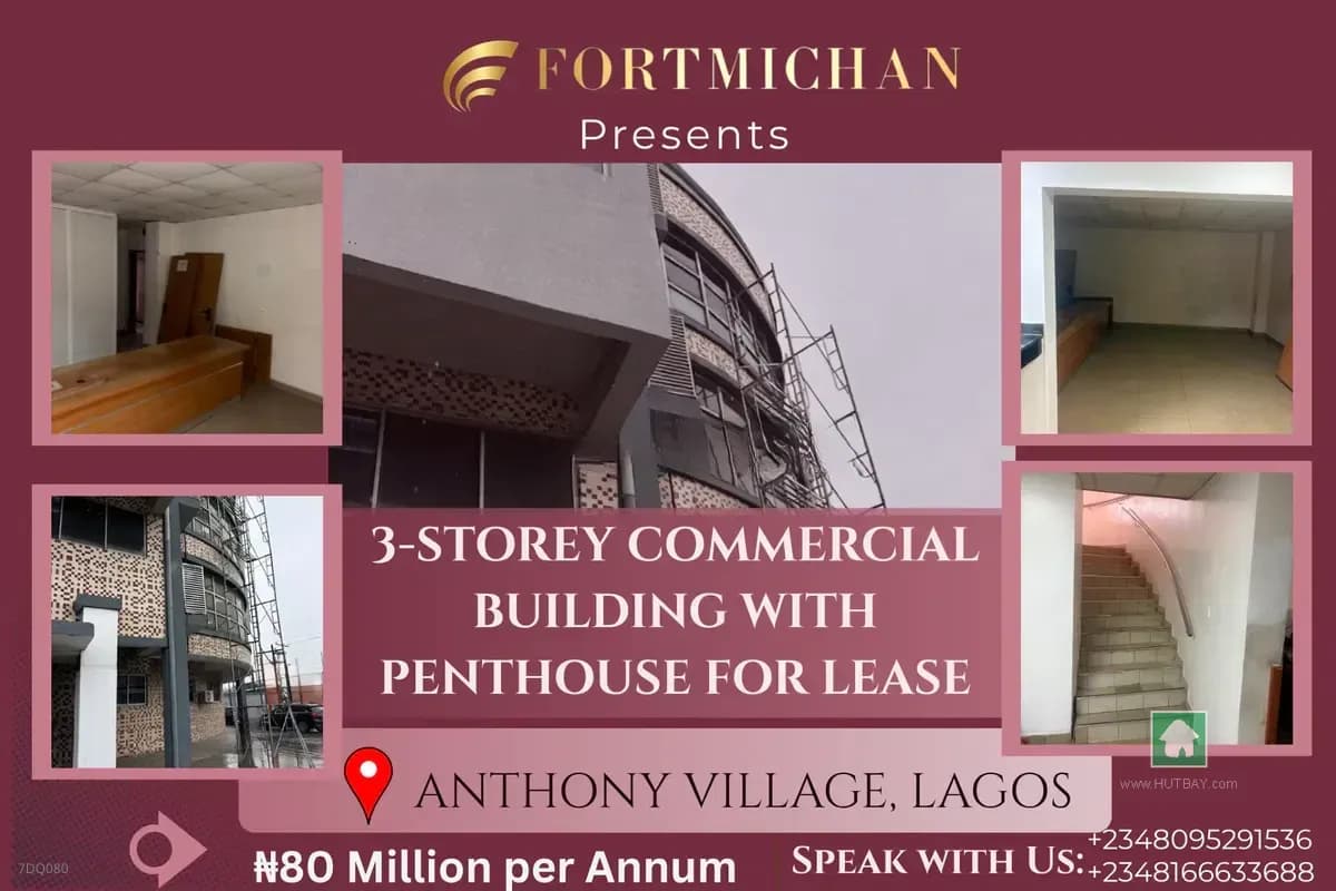 For Rent: 3-Storey Commercial Building with Penthouse in Anthony, Lagos