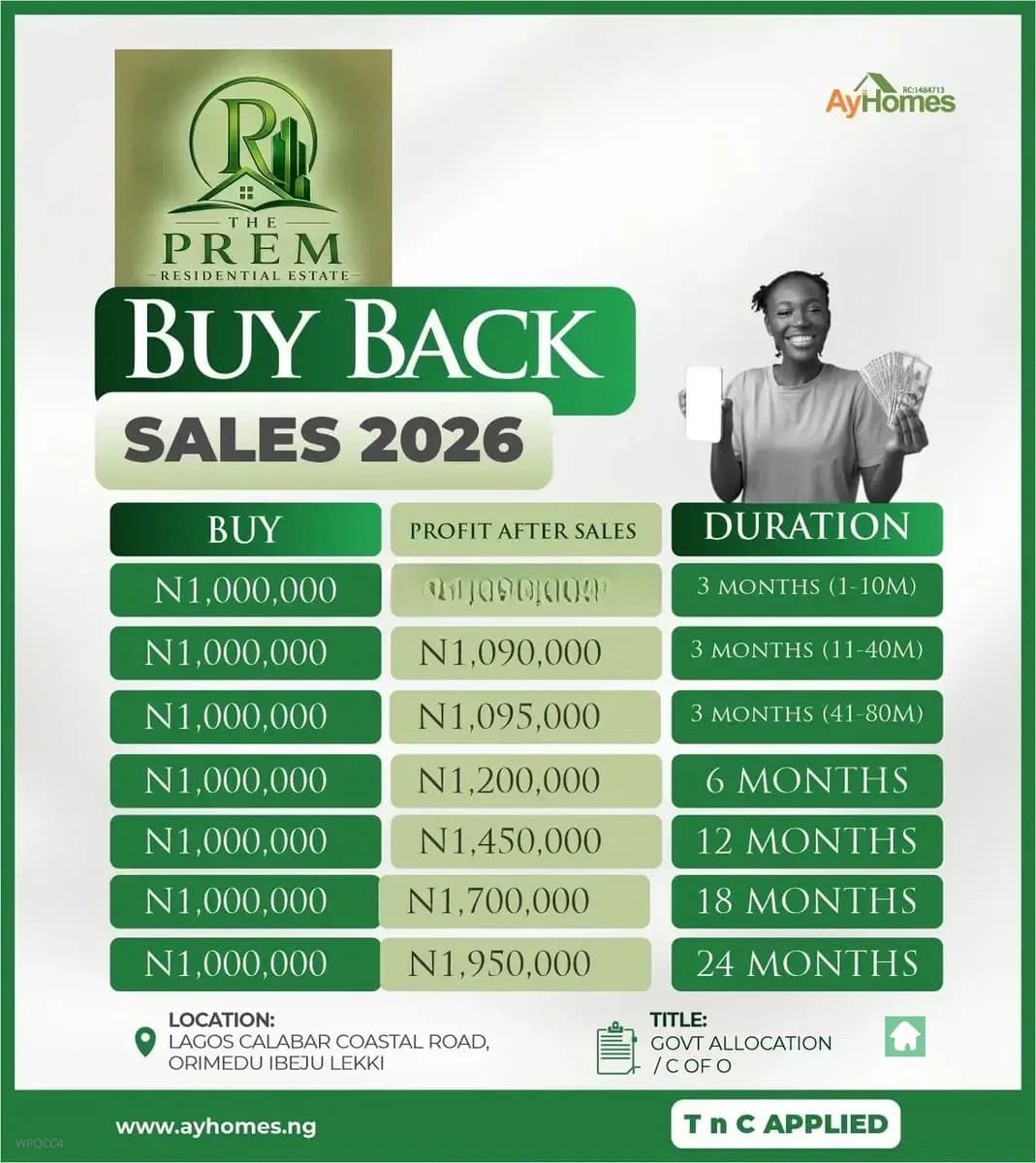 Government Allocation / Certificate of Occupancy (C of O)